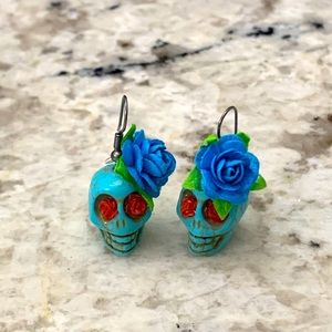 Sugar Skull Turquoise Boutique Earrings